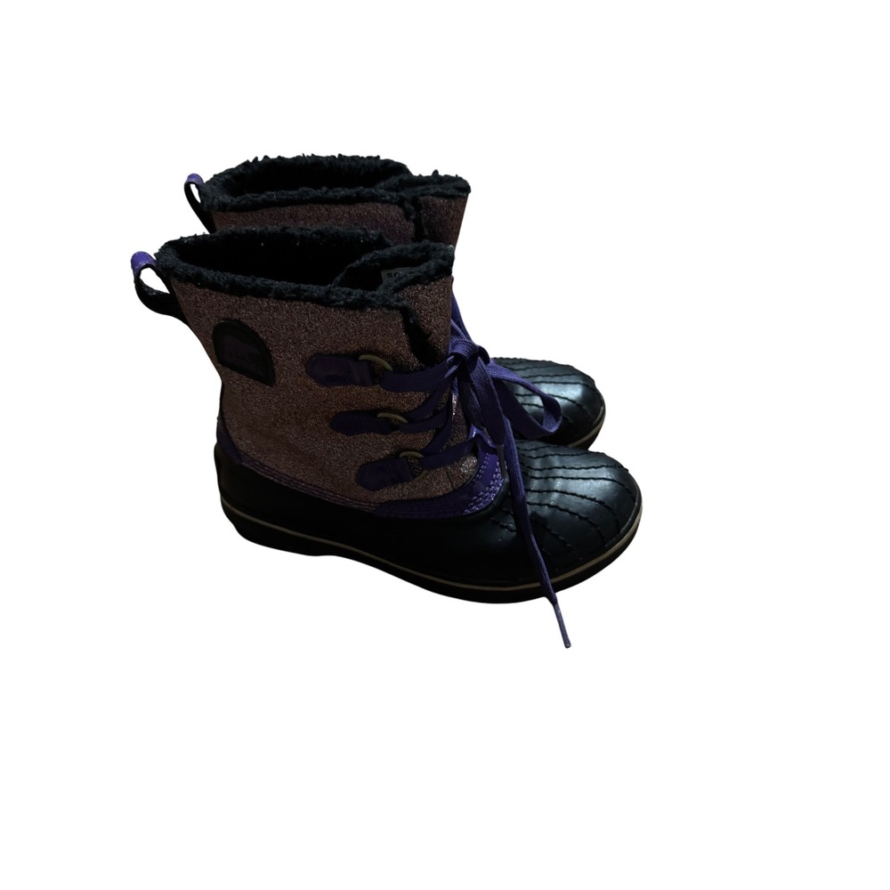 Sorel Kids Waterproof Winter Boots‎ Purple Glitter Insulated Snow Size 2
